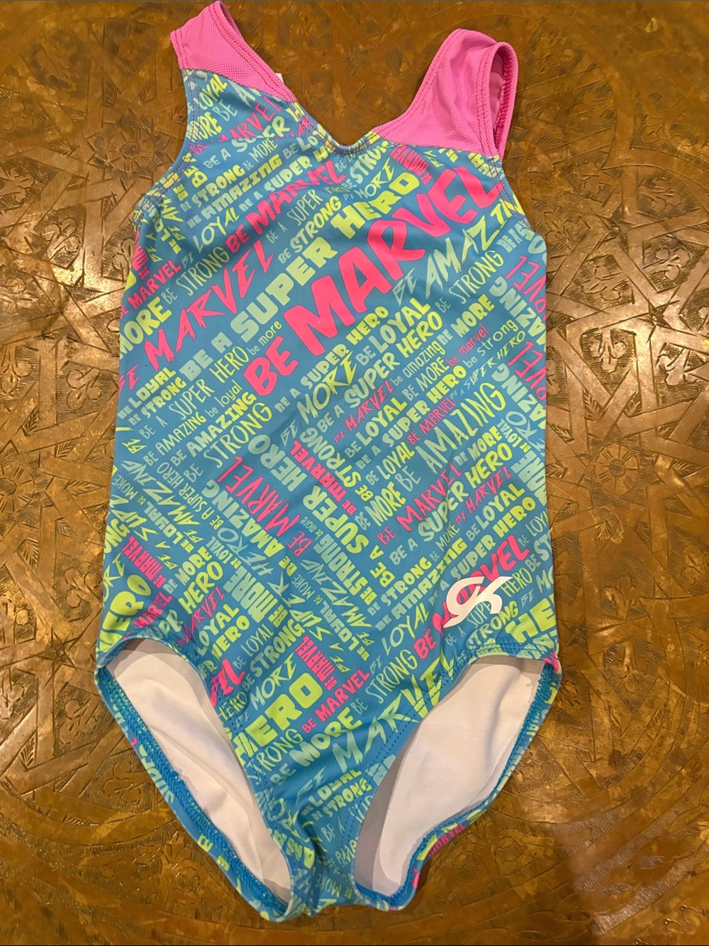 Marvel Girls' One-Piece Swimsuit in Bright Blue & Pink